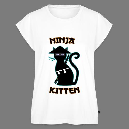 Ninja cat samurai kitten Assassin kitty Meow - Women's Premium Roll Up Sleeve T-Shirt