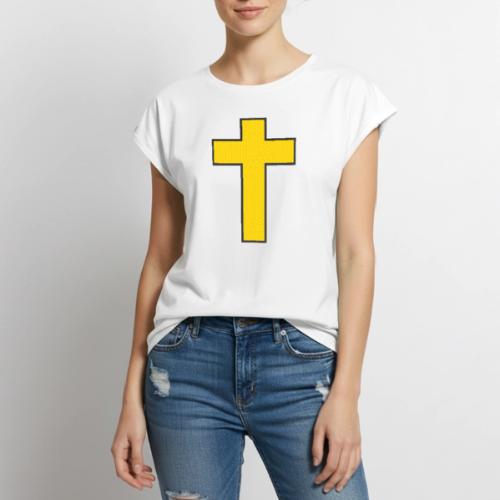 Kevlar Cross Shirt–Christian Strength and Protect - Women's Premium Roll Up Sleeve T-Shirt