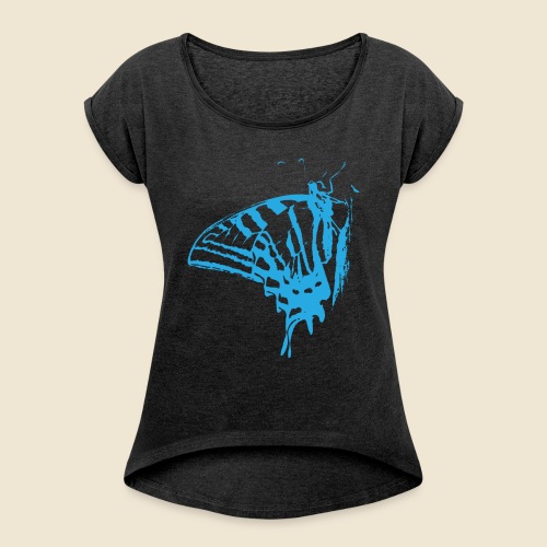 Blue Butterfly - Women's Roll Cuff T-Shirt