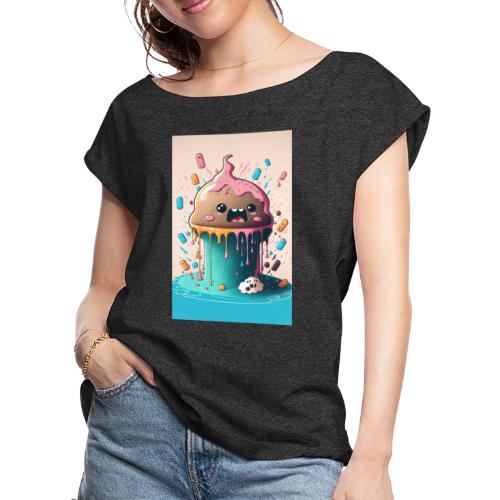 Cake Caricature - January 1st Dessert Psychedelics - Women's Roll Cuff T-Shirt