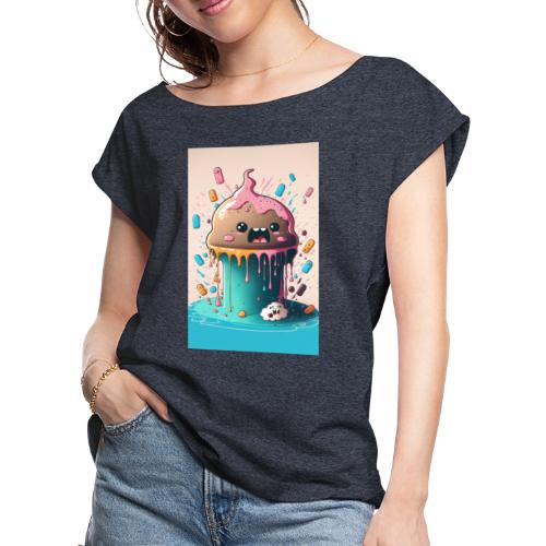 Cake Caricature - January 1st Dessert Psychedelics - Women's Roll Cuff T-Shirt