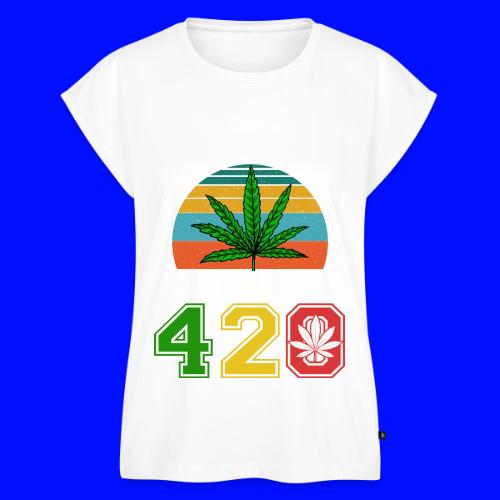 Fun 420 Show Me Herb Weed Marijuana Design - Women's Premium Roll Up Sleeve T-Shirt