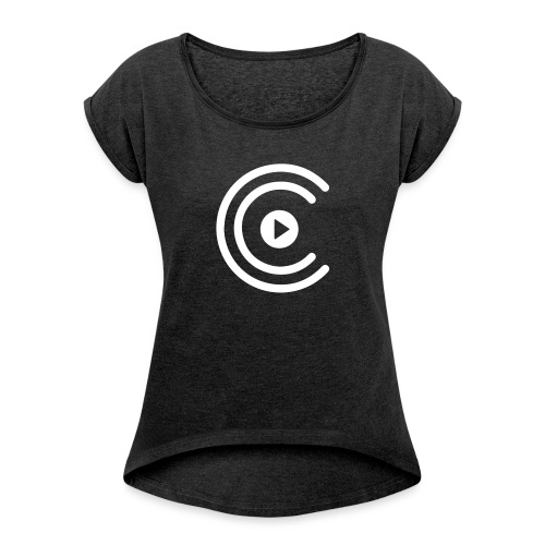 CreatiCrew Logo (White) - Women's Roll Cuff T-Shirt