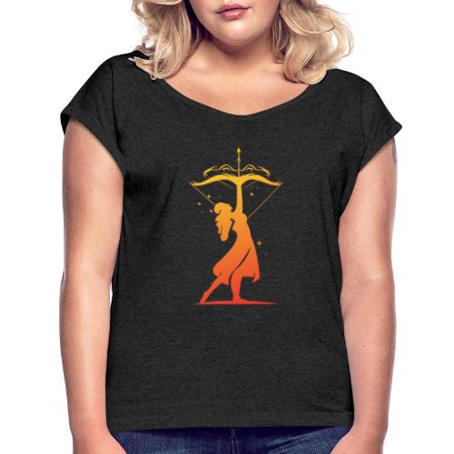 Sagittarius Archer Zodiac Fire Sign - Women's Roll Cuff T-Shirt