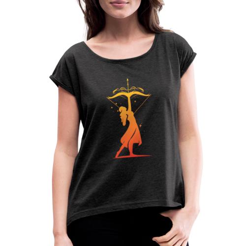 Sagittarius Archer Zodiac Fire Sign - Women's Roll Cuff T-Shirt