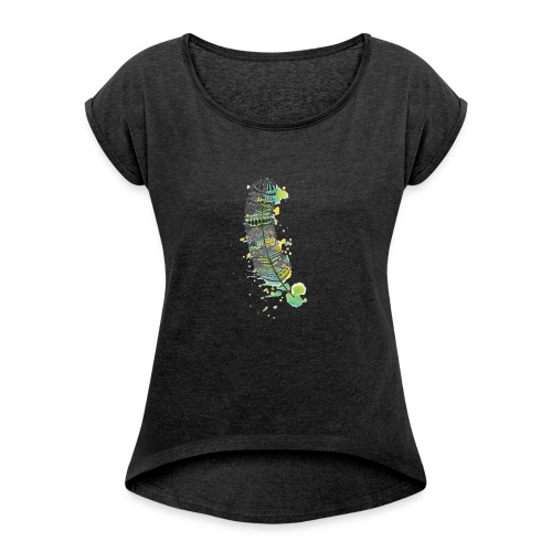 Geometric Feather - Women's Roll Cuff T-Shirt