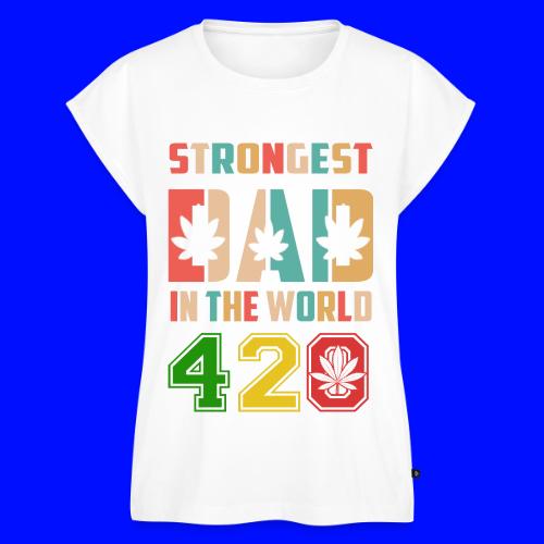 Chucklesome 420 Dad Loves Herb Weed Marijuana - Women's Premium Roll Up Sleeve T-Shirt