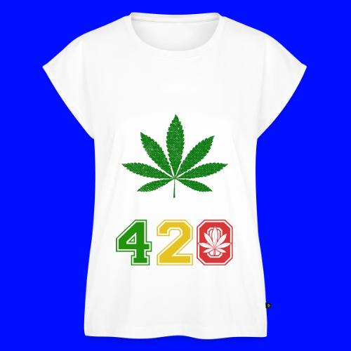 Sidesplitting 420 Love Herb Weed Marijuana Design - Women's Premium Roll Up Sleeve T-Shirt