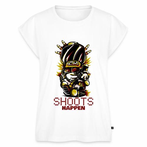 Shoots Happen Battle Royal Shotter Gamer Sayings - Women's Premium Roll Up Sleeve T-Shirt