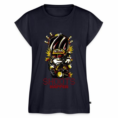 Shoots Happen Battle Royal Shotter Gamer Sayings - Women's Premium Roll Up Sleeve T-Shirt