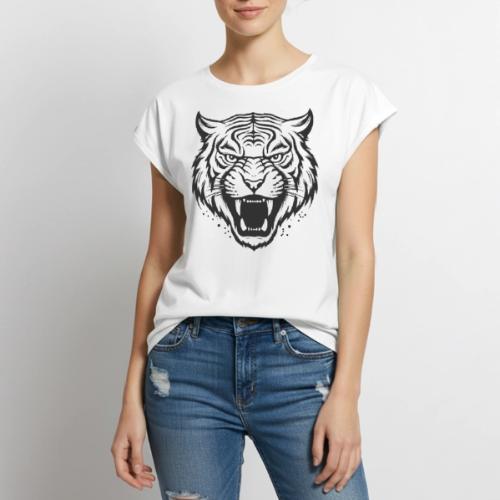 Wild Tiger Fashion, the fury of the feline tiger. - Women's Premium Roll Up Sleeve T-Shirt