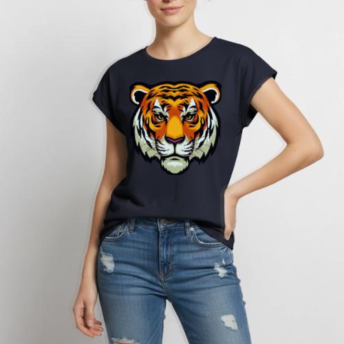 Tiger Fashion Feline Animal, Tiger Willing Success - Women's Premium Roll Up Sleeve T-Shirt