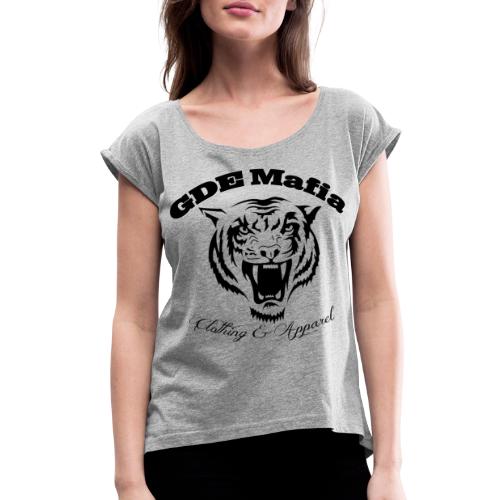 Bengal Tiger ALL Black - GDE Mafia - Women's Roll Cuff T-Shirt