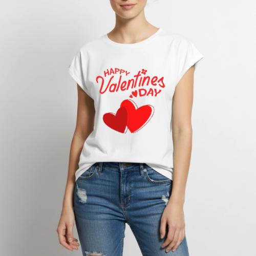 Heart design, Love, Valentine's Day, February 14 - Women's Premium Roll Up Sleeve T-Shirt
