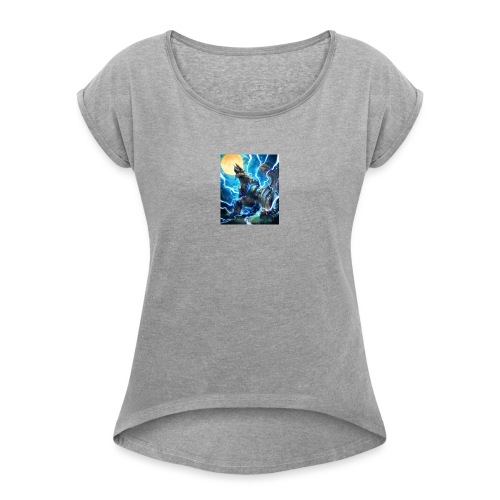 Blue lighting dragom - Women's Roll Cuff T-Shirt
