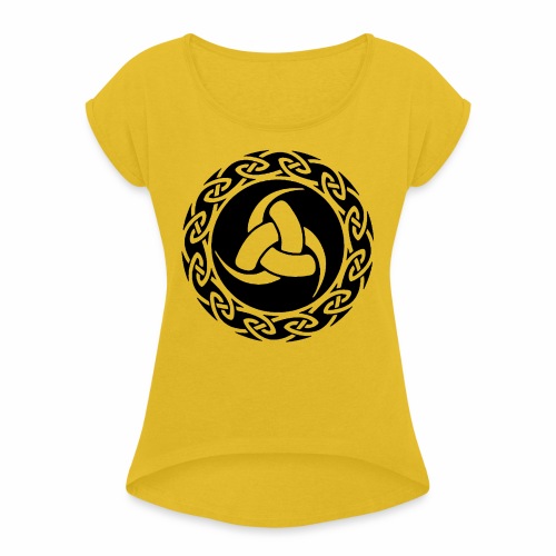 Triskelion - The 3 Horns of Odin Gift Ideas - Women's Roll Cuff T-Shirt