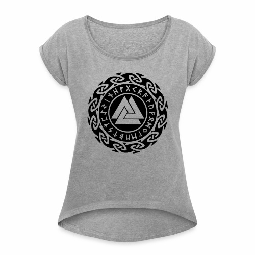 Viking Rune Valknut Wotansknot Gift Ideas - Women's Roll Cuff T-Shirt
