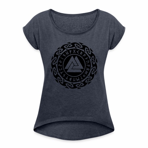 Viking Rune Valknut Wotansknot Gift Ideas - Women's Roll Cuff T-Shirt