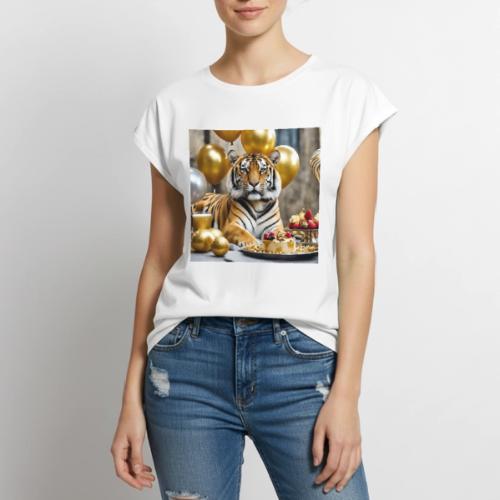 Festive Tiger Souvenirs Parties Special Events - Women's Premium Roll Up Sleeve T-Shirt