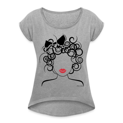Global Couture logo_curly girl Phone & Tablet Case - Women's Roll Cuff T-Shirt