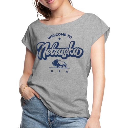 nebraska usa united states america - Women's Roll Cuff T-Shirt