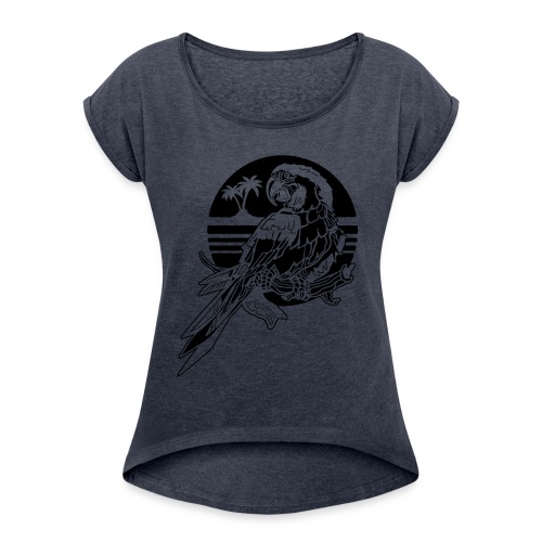 Tropical Parrot - Women's Roll Cuff T-Shirt