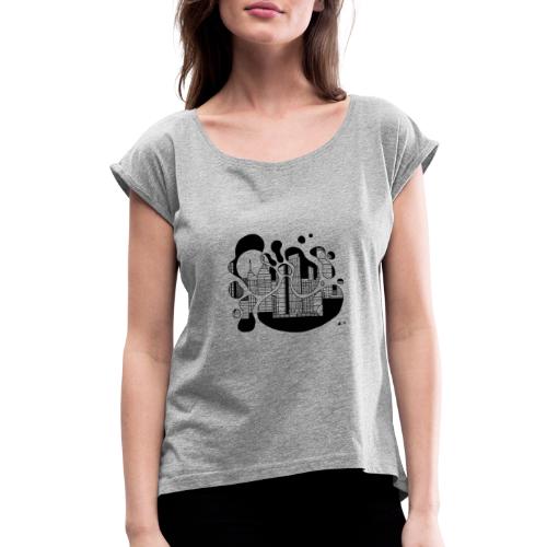 Cityscape Ink Splash by Jack L Barton - Women's Roll Cuff T-Shirt