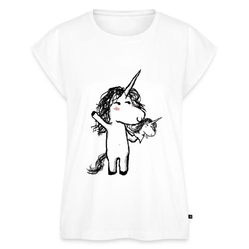 Kaede the Unicorn with his mini friend - Women's Premium Roll Up Sleeve T-Shirt