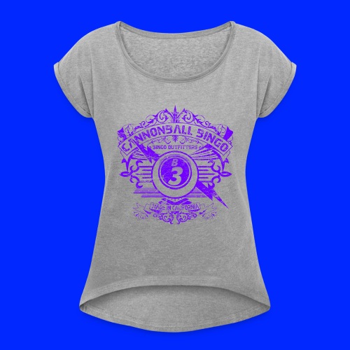 Vintage Cannonball Bingo Crest Purple - Women's Roll Cuff T-Shirt