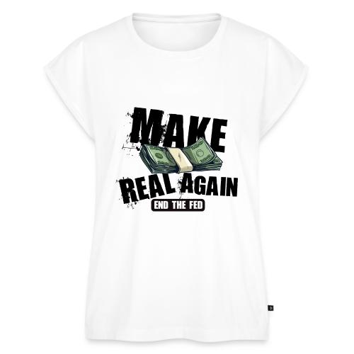 MAKE MONEY REAL AGAIN COOL BLK - Women's Premium Roll Up Sleeve T-Shirt