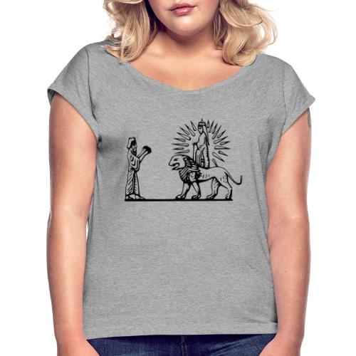 Lion and Sun in Ancient Iran - Women's Roll Cuff T-Shirt