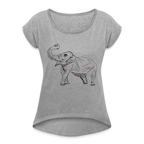 Jazzy elephant - Women's Roll Cuff T-Shirt