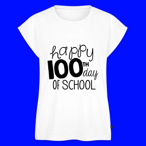 Happy 100th Day of School Chalk Teacher T-Shirt - Women's Premium Roll Up Sleeve T-Shirt