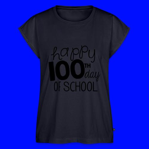 Happy 100th Day of School Chalk Teacher T-Shirt - Women's Premium Roll Up Sleeve T-Shirt