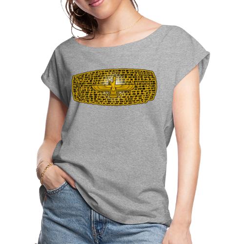 Cyrus Cylinder and Faravahar - Women's Roll Cuff T-Shirt