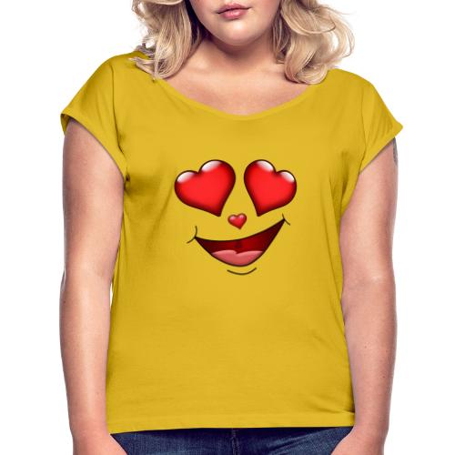 LOVE FACE - Women's Roll Cuff T-Shirt