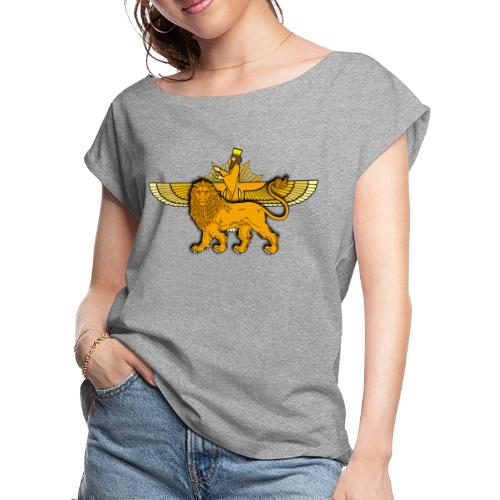 Lion Sun Faravahar - Women's Roll Cuff T-Shirt
