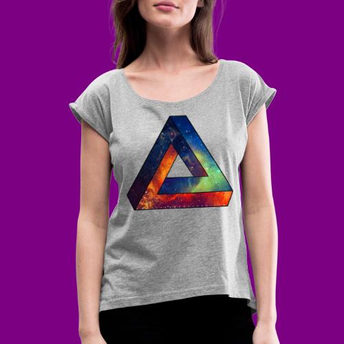 Unique Spacy Impossible Triangle - Women's Roll Cuff T-Shirt