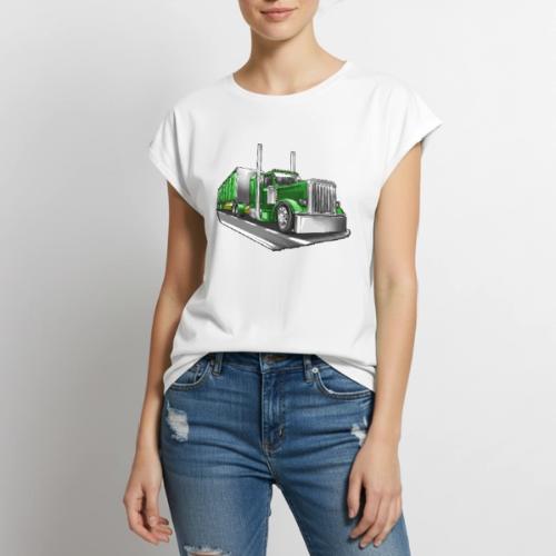 Kenworth Truck 18 Wheeler Big Rig - Women's Premium Roll Up Sleeve T-Shirt