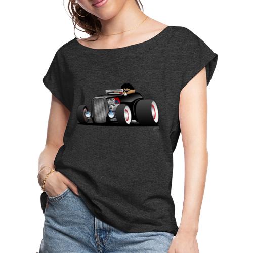 Classic Street Rod Hi Boy Roadster Cartoon - Women's Roll Cuff T-Shirt