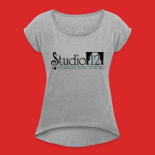 Studio 12 Black & White Logo - Women's Roll Cuff T-Shirt