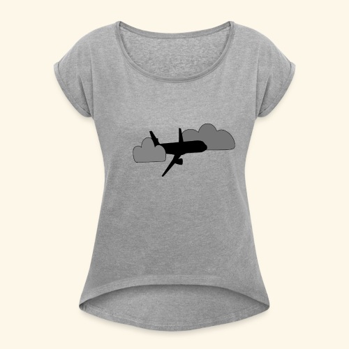 plane - Women's Roll Cuff T-Shirt