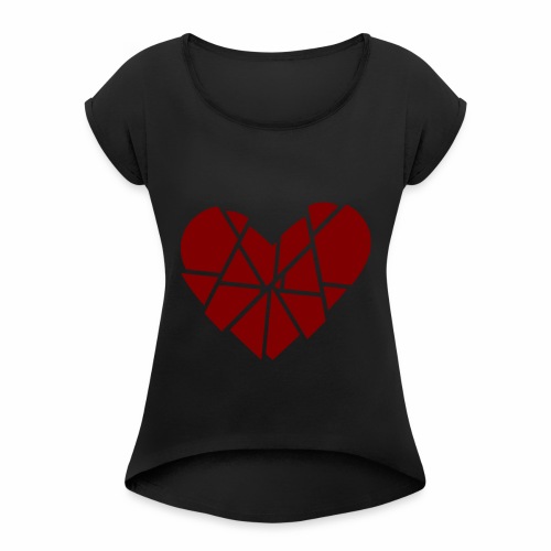 Heart Broken Shards Anti Valentine's Day - Women's Roll Cuff T-Shirt