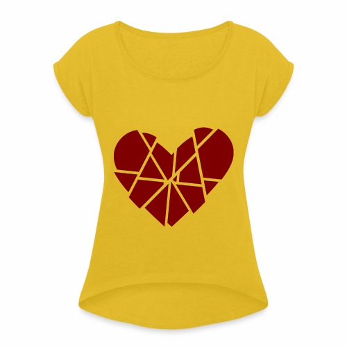 Heart Broken Shards Anti Valentine's Day - Women's Roll Cuff T-Shirt