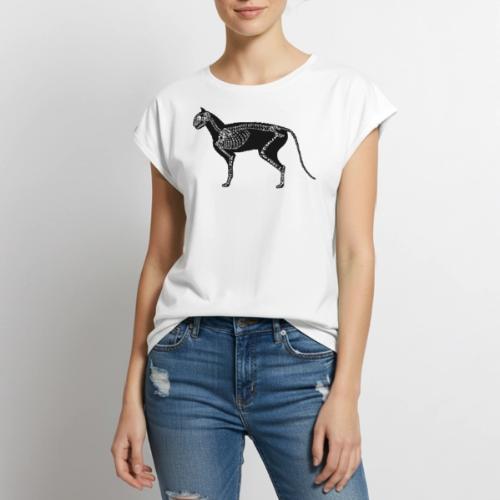 Skeleton Cat - Women's Premium Roll Up Sleeve T-Shirt