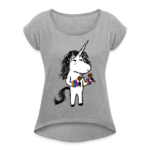 Kaede The unicorn dancing - Women's Roll Cuff T-Shirt