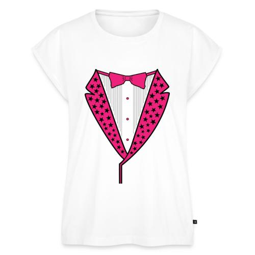 PINK STAR TUXEDO - Women's Premium Roll Up Sleeve T-Shirt