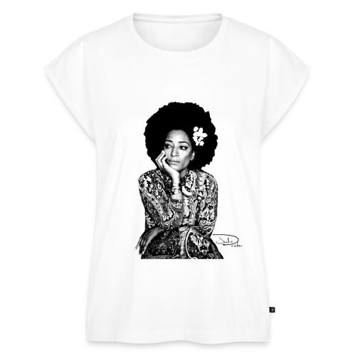 Julie Dexter Afro Flower - Women's Premium Roll Up Sleeve T-Shirt