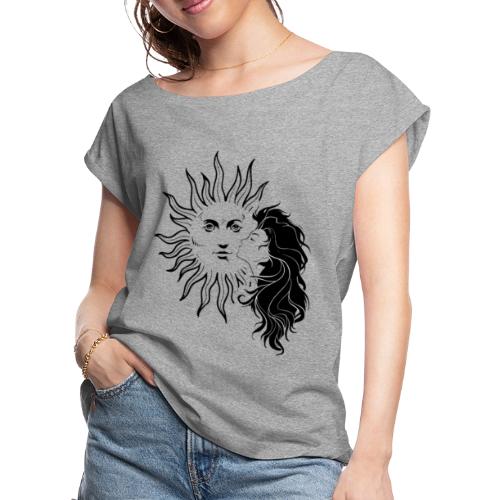 Mystical Girl & Sun - Women's Roll Cuff T-Shirt