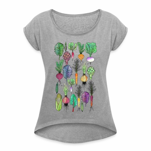 Watercolour Vegetables - Women's Roll Cuff T-Shirt